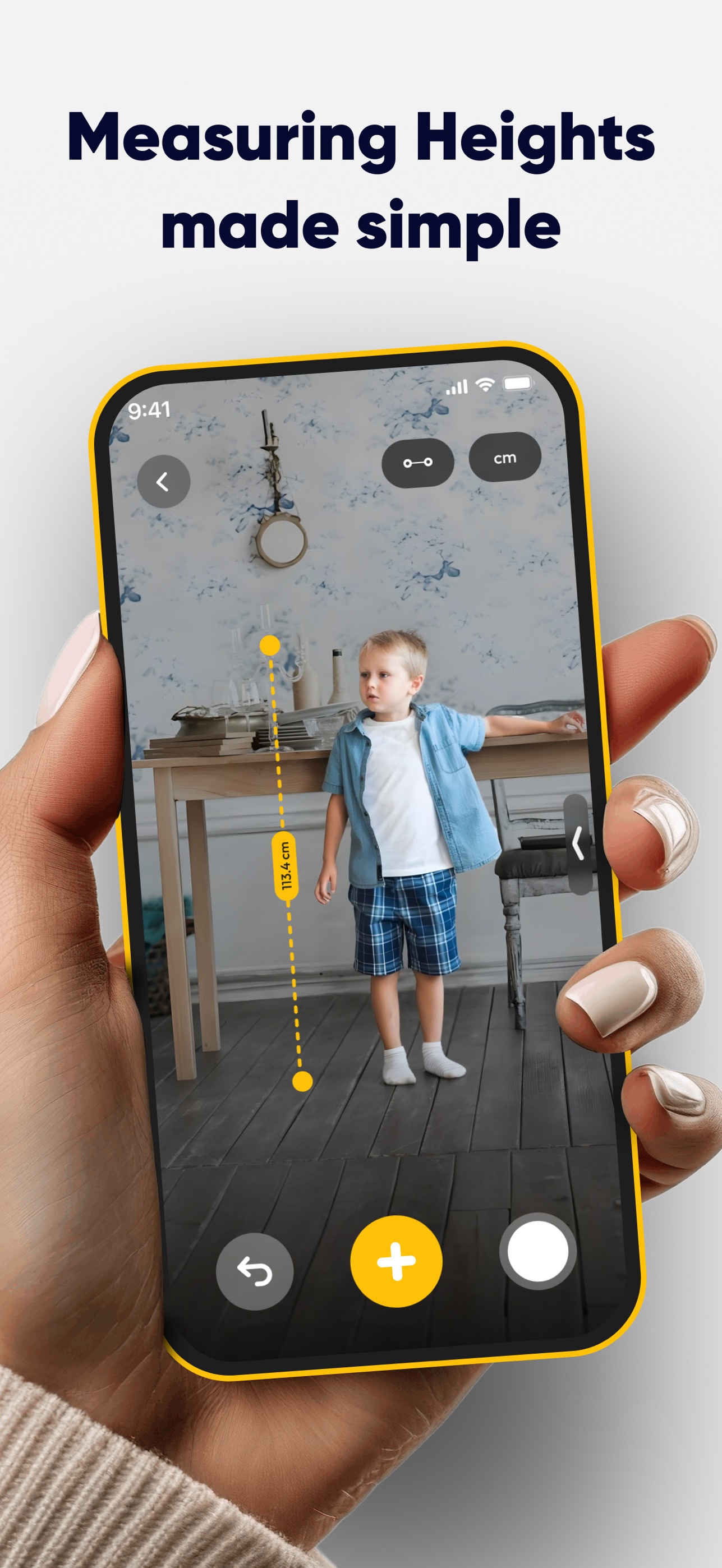 SmartRuler measuring a child's height in AR