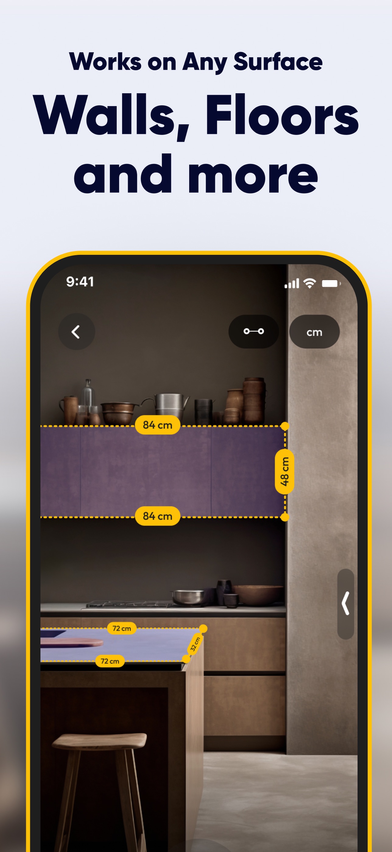 SmartRuler measuring a kitchen wall